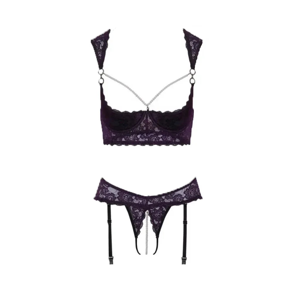 Cottelli Collection Violet Wireless Bra and Panty Set 80B/M - Gomix Brands Outlet